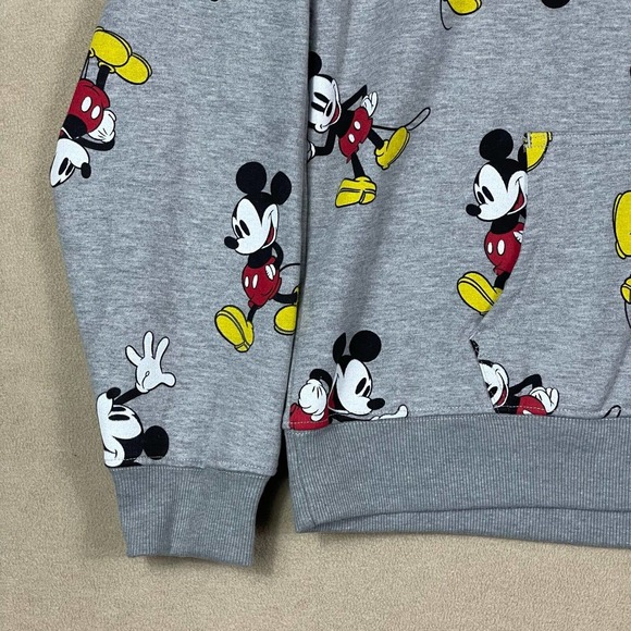 Disney Mickey‎ Mouse Graphic Full Zip Hoodie Jacket Unisex XL Gray Pockets NWT - Picture 3 of 11